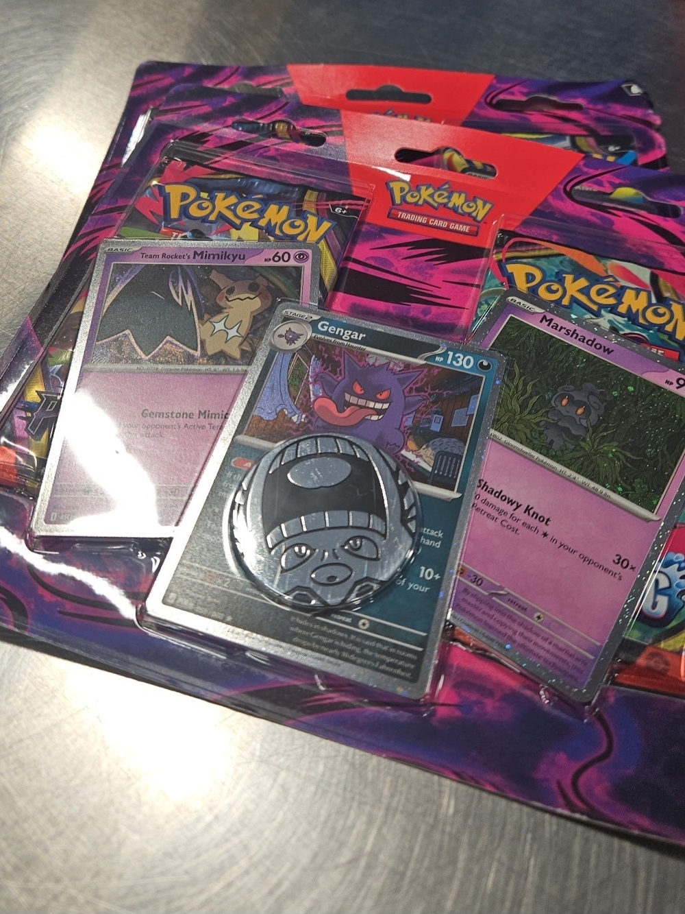 2 Pokemon Blister Packs Featuring Gengar, Mimikyu,Marshadow
